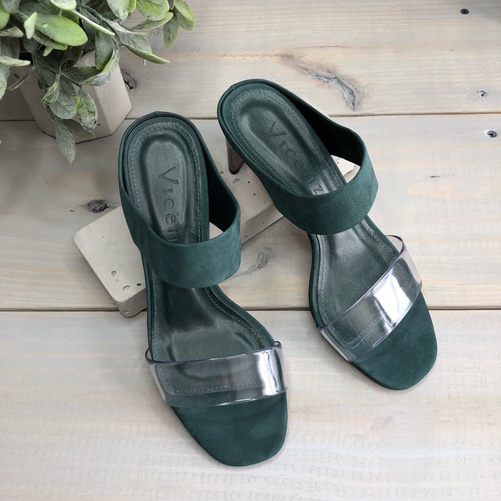 Anthropologie Vicenza Caracas Green Slip On Heels - Picture 2 of 5